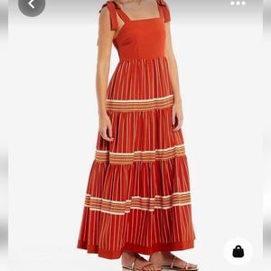 A loves A shoulder straps square neck smocking back top bohemian maxi dress